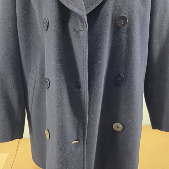 Vintage L.L. Bean Women’s Navy Wool Cashmere Blend Double-Breasted Pea Coat Size - Picture 10 of 16